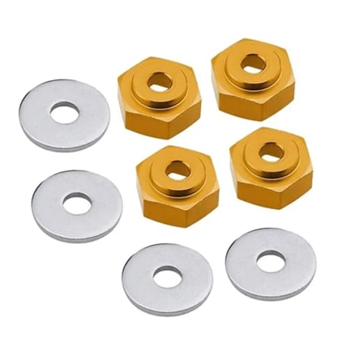 GTFRUQAS RC Ersatzteile Für HSP 1/10 1/8 RC Auto Für Buggy Für Monster Truck 12mm Bis 17mm Rad Adapter Stick Hub Combiner Hexagonal Hex Loch 6mm Teile(Yellow) von GTFRUQAS