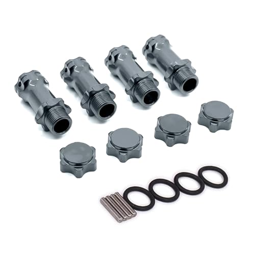 GTFRUQAS RC Ersatzteile Für HSP 1/8 Für Monster Truck Truggy RC Ersatzteile 89108 17mm Rad Hex 30mm Länger Verbesserte Mount Adapter Abdeckung Nabe RC Auto Zubehör(Gray) von GTFRUQAS