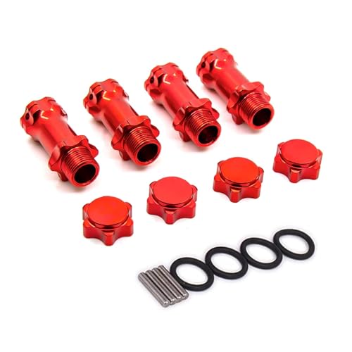 GTFRUQAS RC Ersatzteile Für HSP 1/8 Für Monster Truck Truggy RC Ersatzteile 89108 17mm Rad Hex 30mm Länger Verbesserte Mount Adapter Abdeckung Nabe RC Auto Zubehör(Red) von GTFRUQAS