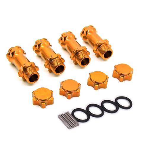 RC Ersatzteile Für HSP 1/8 Für Monster Truck Truggy RC Ersatzteile 89108 17mm Rad Hex 30mm Länger Verbesserte Mount Adapter Abdeckung Nabe RC Auto Zubehör(Yellow) von GTFRUQAS