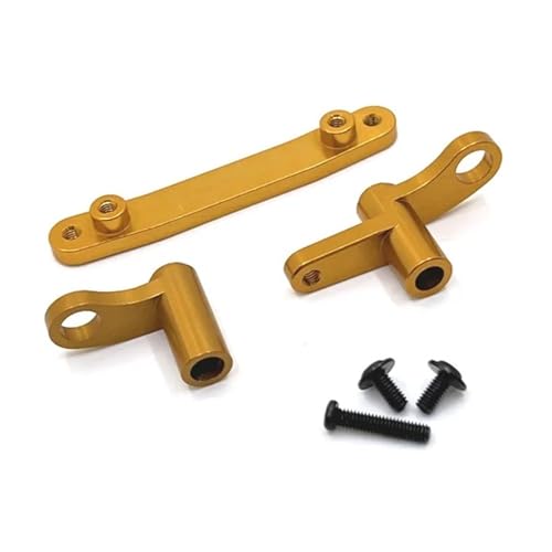 GTFRUQAS RC Ersatzteile Für JJRC Q130A Q130B Q141 Q117 Für SCY 16101 16102 16103 16104 16106 16201 1/16 Metall Stoßdämpfer Lenkung Montage RC Auto Upgrade Teile Zubehör(Yellow,Steering Assembly) von GTFRUQAS