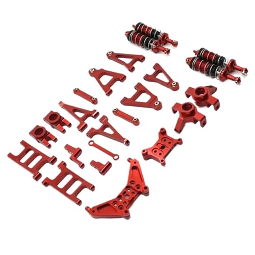 GTFRUQAS RC Ersatzteile Für MJX 14301 14302 1/14 Vorne Und Hinten Kipphebel Lenkung Tasse Stoßdämpfer Metall Upgrade Kit Fernbedienung Auto Teile(Red) von GTFRUQAS