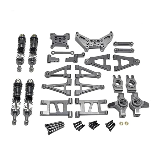 GTFRUQAS RC Ersatzteile Für MJX Für Hyper Go 1/14 14301 14302 14303 RC Autozubehör Metallstoßdämpfer Schwinge Lenkbecher Aufhängungsarme Hinterradnaben Upgrade RC Autoteile(Gray) von GTFRUQAS