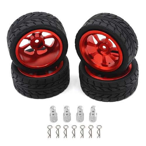 RC Ersatzteile Für MJX Für Hyper Go 14303 14302 14301 1/14 Metall Rad Reifen Metall Räder Höhe Zunehmende Set RC Auto Upgrade Teile Zubehör(Red) von GTFRUQAS