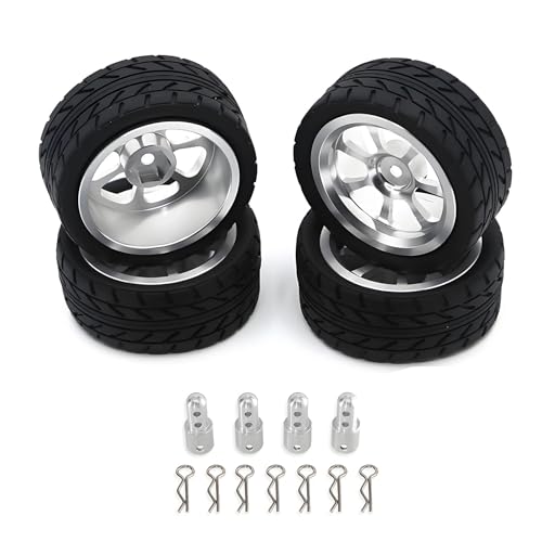 GTFRUQAS RC Ersatzteile Für MJX Für Hyper Go 14303 14302 14301 1/14 Metall Rad Reifen Metall Räder Höhe Zunehmende Set RC Auto Upgrade Teile Zubehör(Silver) von GTFRUQAS