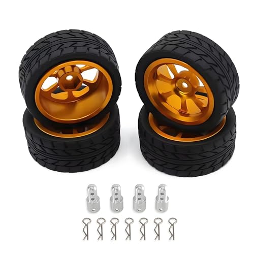 GTFRUQAS RC Ersatzteile Für MJX Für Hyper Go 14303 14302 14301 1/14 Metall Rad Reifen Metall Räder Höhe Zunehmende Set RC Auto Upgrade Teile Zubehör(Yellow) von GTFRUQAS