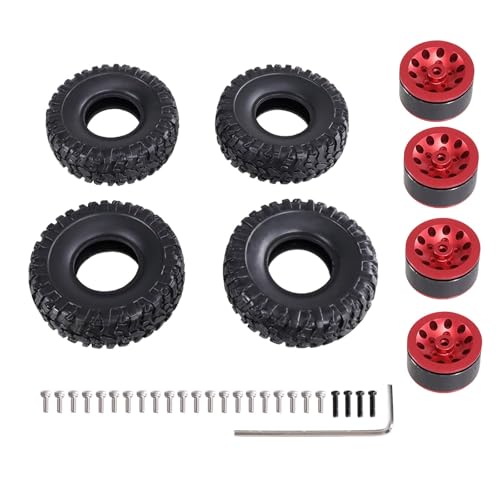 RC Ersatzteile Für MN 1/2 D90 98 99S 78 82 99sV2 1/16 Für WPL C14 C24 C34 C44 B14 B16 B36 Für Feiyu Für JJRC Rc Auto Clip Typ Reifen Weicher Reifen Upgrade Metall Teile Zubehör(Red) von GTFRUQAS
