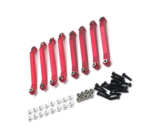 GTFRUQAS RC Ersatzteile Für MN D90 D91 D96 D99 D99S Für MN90 MS 1/12 8 Stücke Metall Chassis Zugstangen Feste Link Suspension Krawatte Stange Modifikation RC Auto Upgrade Teile(Red) von GTFRUQAS