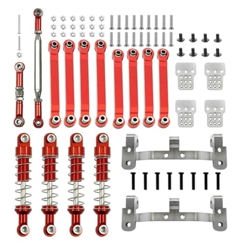 GTFRUQAS RC Ersatzteile Für MN D90 D91 MN40 MN45 MN96 MN99 Für MN99S 1/12 RC Auto Metall Suspension Link Rod Link Zugstangen Halterung Für Sitz Stoßdämpfer Upgrade Teile(Red) von GTFRUQAS