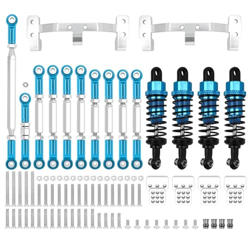 GTFRUQAS RC Ersatzteile Für MN D90 MN91 MN96 Für MN98 Für MN99S 1/12 Metall Für Chassis Link Stange Zugstange Halterung Stoßdämpfer Sets RC Auto Upgrades Teile Zubehör(Blue) von GTFRUQAS