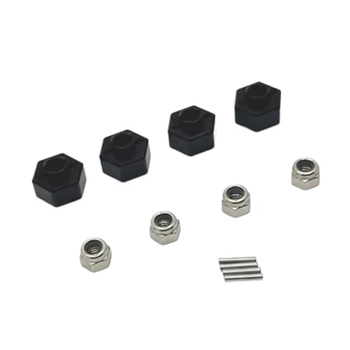 GTFRUQAS RC Ersatzteile Für MN168 1/12 4 Stück Metall 12mm Radsechskantadapter RC Auto Upgrade Teile Zubehör Fernbedienung Auto Ersatzteile(Black) von GTFRUQAS