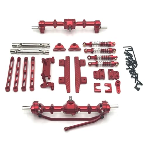 RC Ersatzteile Für MN82 1/12 Metall Vordere Und Hintere Portal Achse Für Chassis Link Stange Zugstange Montieren Stoßdämpfer Seite Pedal RC Auto Upgrade Teile(Red) von GTFRUQAS