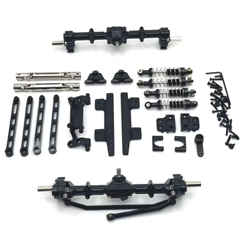 RC Ersatzteile Für MN82 1/12 Portalachse Aus Metall Vorne Und Hinten Für Chassis Verbindungsstange Zugstangenhalterung Stoßdämpfer Seitenpedal RC-Auto-Upgrade-Teile(Black) von GTFRUQAS