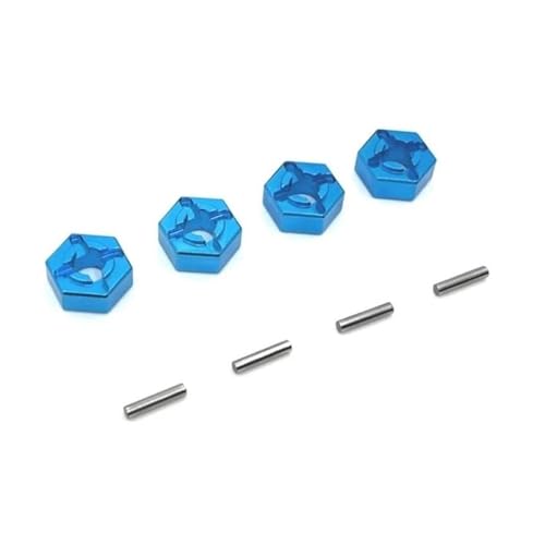 GTFRUQAS RC Ersatzteile Für SCY 16101 16102 16103 16104 16106 16201 Für JJRC Für C8805 Q130A Q130B 12mm Metall Rad Hex Hub Adapter 1/16 RC Auto Upgrade Teile Refit Zubehör(Blue) von GTFRUQAS