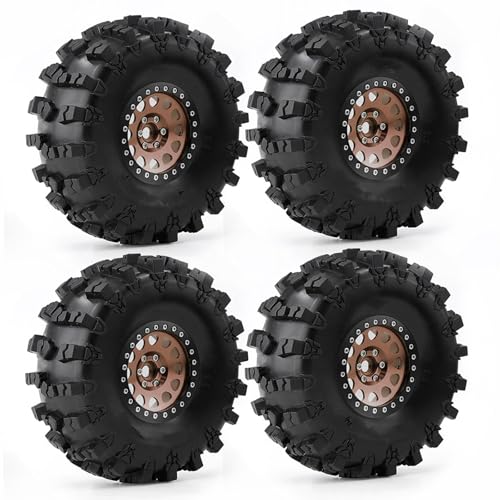 RC Ersatzteile Für TRX-4 Für Axial Für SCX10 90046 D90 Für Voodoo Für KLR 1/10 2,2 "Beadlock Felge Gummi Reifen Set Refit Zubehör RC Crawler Auto Teile(Set 1) von GTFRUQAS