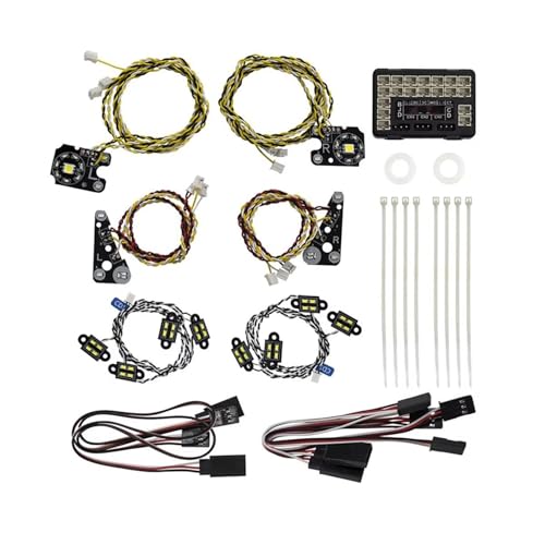 GTFRUQAS RC Ersatzteile Für TRX-4 Für Defender 1/10 Light Kit Angel Eyes Scheinwerfer Schwanzbremse Blemssignal-Lampe RC Rock Crawler Body Upgrade Autoteile(Light kit 2) von GTFRUQAS