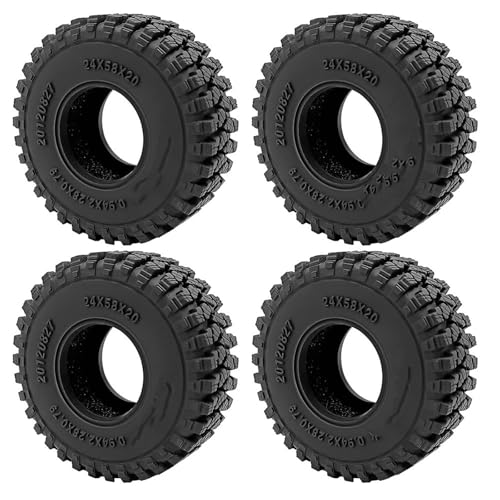 GTFRUQAS RC Ersatzteile Für TRX-4M 1/18 Für Axial Für SCX24 Für AXI90081 1/24 RC Crawler Auto Upgrade Teile 1,0 Zoll Weiche Gummi Rad Reifen 50/54/58/62/64/65mm Auto Zubehör(G 58mm) von GTFRUQAS