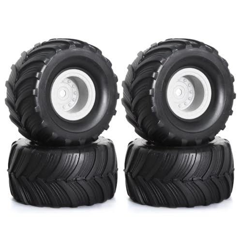GTFRUQAS RC Ersatzteile Für TRX4M Für FMS Für AX24 1/18 1/24 RC Crawler Auto 4 Stücke 52mm 1,0 "Für Monster Truck Felge Reifen Set Upgrade Teile(White) von GTFRUQAS