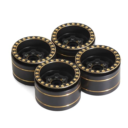 GTFRUQAS RC Ersatzteile Für TRX4M Für SCX24 AX24 1/18 1/24 RC Auto Crawler 4 Stücke 1,0 "Messing Beadlock Radnabe Felge TUpgrade Teile Zubehör von GTFRUQAS