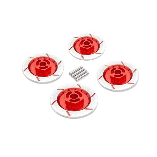 GTFRUQAS RC Ersatzteile Für Tt02 Für HPI Für HSP 94123 1/10 RC On Road Für Racing Auto 4PCS 12mm Aluminium Legierung Bremsscheibe Felge Box Hex Adapter(Red) von GTFRUQAS