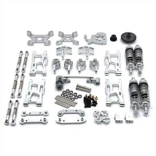 GTFRUQAS RC Ersatzteile Für WLtoys Für RIaarIo 124007 124017 124019 144001 144002 144010 XDKJ-001 XDKJ-006 AM-X12 RC Auto Metall Upgrade Teile(Silver) von GTFRUQAS
