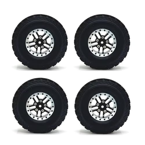 GTFRUQAS RC Ersatzteile Für WPL C14 C24 B14 B24 B36 Für MN D90 Für MN99S RC Auto Upgrade Teile 4 Stücke Metall Beadlock Radnabe Felge Und 71mm Gummireifen(Gray) von GTFRUQAS
