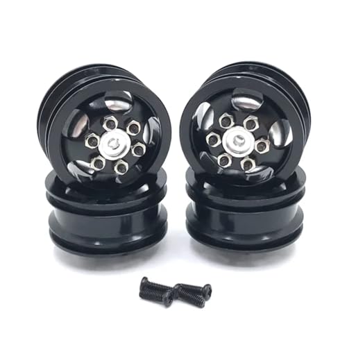 GTFRUQAS RC Ersatzteile Für WPL C14 C24 C34 C44 B14 B24 B16 B36 4WD RC Auto Reifen Räder Räder Aluminium Legierung Radnabe RC Auto Upgrade Teile Zubehör(Black) von GTFRUQAS