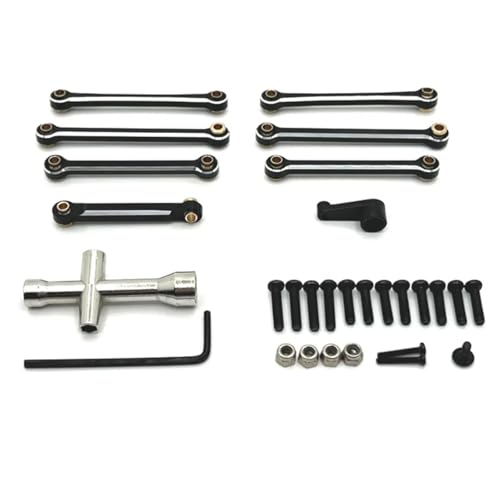 RC Ersatzteile Für Wltoys 1/14 144001 144002 144010 1/12 124016 124017 124018 124019 124007 124008 RC Auto Metall Spurstange Gestänge Link Stange Servo Arm Upgrade Teile(Black) von GTFRUQAS