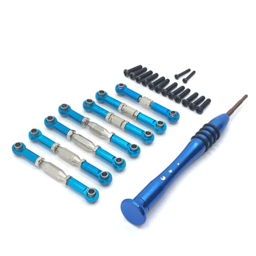 GTFRUQAS RC Ersatzteile Für Wltoys 1/14 144010 144001 144002 1/12 124016 124017 124018 124019 RC Auto Metall Verknüpfung Servo Pull Spurstange Upgrade Teile Set(Blue) von GTFRUQAS
