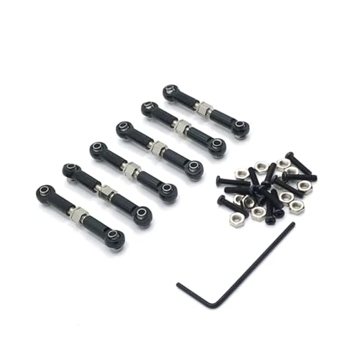 GTFRUQAS RC Ersatzteile Für Wltoys 1/18 184011 A949 A959 A969 A979 K929 Metall Linkage Zugstange Vorne Hinten Servo Link Spurstange RC Auto Upgrade Ersatzteile(Black) von GTFRUQAS