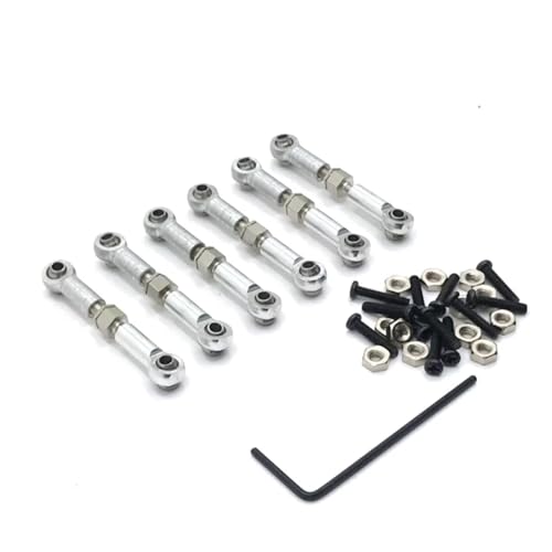 GTFRUQAS RC Ersatzteile Für Wltoys 1/18 184011 A949 A959 A969 A979 K929 Metall Linkage Zugstange Vorne Hinten Servo Link Spurstange RC Auto Upgrade Ersatzteile(Silver) von GTFRUQAS