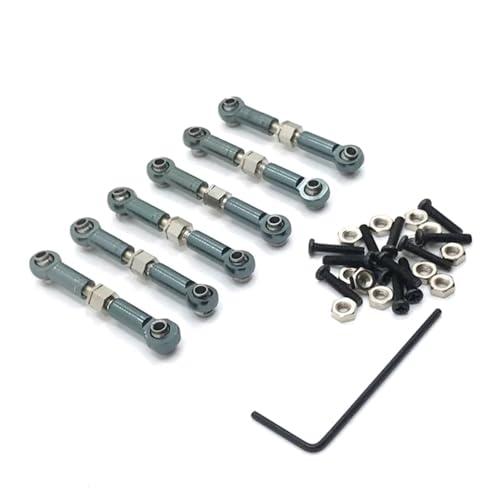 GTFRUQAS RC Ersatzteile Für Wltoys 1/18 184011 A949 A959 A969 A979 K929 Metall Linkage Zugstange Vorne Hinten Servo Link Spurstange RC Auto Upgrade Ersatzteile(Titanium) von GTFRUQAS