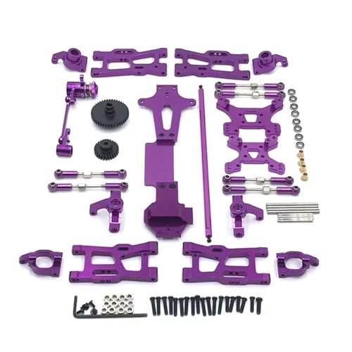 RC Ersatzteile Für Wltoys 144001 144002 144010 1/14 RC Auto Zubehör Metall Upgrade Teile Kits Schwinge Link Stange Lenkung Block Modifikation RC Auto Teile(Purple) von GTFRUQAS
