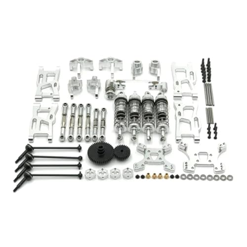 GTFRUQAS RC Ersatzteile Für Wltoys 144001 144002 144010 124017 124019 RC Auto Metall Upgrades Teile Kits Für Schwinge Stoßdämpfer Set RC Auto Zubehör(Silver) von GTFRUQAS