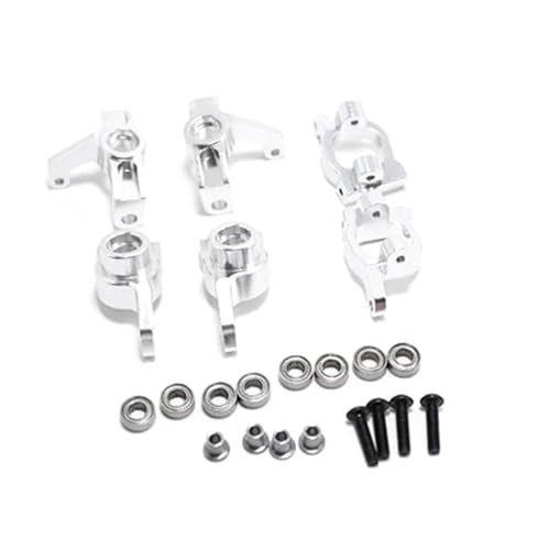 GTFRUQAS RC Ersatzteile Für Wltoys 144010 144001 144002 124007 124008 124016 124017 124018 124019 Metall Lenkblöcke C-Hub Carrier RC Auto Upgrades Teile Refit Zubehör(Silver) von GTFRUQAS