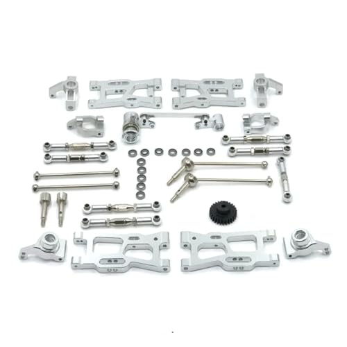 GTFRUQAS RC Ersatzteile Für Wltoys 144010 144002 124017 124019 124018 144001 124007 Metall Antriebswelle Zugstange Für Schaukel Arm Lenkung RC Teile Upgrade Kit(Silver) von GTFRUQAS