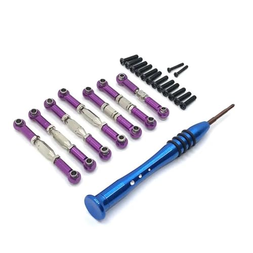 GTFRUQAS RC Ersatzteile Für Wltoys 144010 144002 144001 124016 124017 124018 124019 RC Auto Upgrade Teile Modifikation Metall Linkage Servo Pull Lenkung Spurstange Set(Purple) von GTFRUQAS