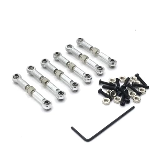 GTFRUQAS RC Ersatzteile Für Wltoys 184011 A949 A959 A969 A979 K929 1/18 Fernbedienung Auto Metall Pleuel Zugstange Vorne/hinten Servo Pleuel Zugstange Upgrade Teile(Silver) von GTFRUQAS