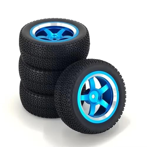 GTFRUQAS RC Ersatzteile Für Wltoys Für 144001 4PCS Upgrade Aluminium Legierung Metall Auf Straßen Rubber Rädern RC Auto Upgrade Teile Zubehör Ersatz(Blue) von GTFRUQAS