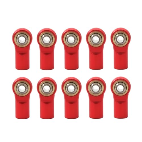 RC Ersatzteile Für Axial Für SCX10 D90 D110 Für Tamiya CC01 Für Racing 1/10 RC Crawler Auto 10 Stücke Metall M4 20 MM Aluminium Link Spurstangenkopf Kugelgelenk(Red) von GTFRUQAS