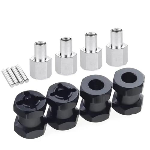 RC Ersatzteile Für Axial Für Scx10 D90 90046 F350 Für AX10 CC01 Für Tamiya Für MST 1/10 Dicke 15/20/25mm Verlängerung Teile 12mm Hex Radnaben RC Auto Crawler Zubehör(Black,15mm) von GTFRUQAS