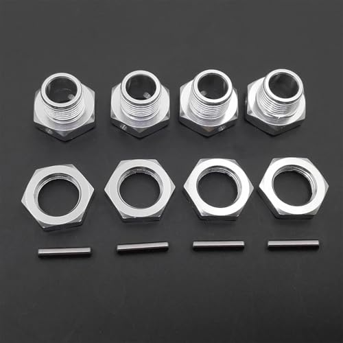 RC Ersatzteile Für HSP Für HPI Für Losi Für Kyosho Für Axial Für Tamiya 81011 1/8 M17 17mm Rad Hex Naben Adapter Mutter Pin Anti-Staub Abdeckung RC Modell Auto Zubehör(Silver) von GTFRUQAS