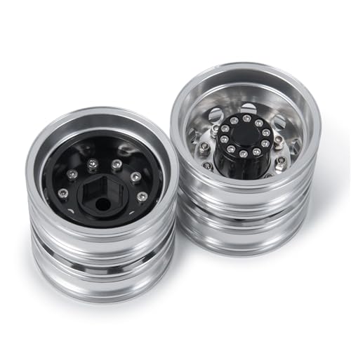 RC Ersatzteile Für Tamiya 1/14 2/4 Stück Aluminiumlegierung 10 Speichen Hinterradfelgen Nabe RC Anhänger Traktor LKW Automodell Upgrade Teile Modifikation Autozubehör(Size 2pcs) von GTFRUQAS