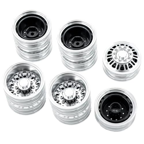 GTFRUQAS RC Ersatzteile Für Tamiya 1/14 6 STÜCKE Rad Reifen Komplettset Metall Vorne Und Hinten Radnabe RC Anhänger Traktor LKW Auto Upgrade Teile von GTFRUQAS