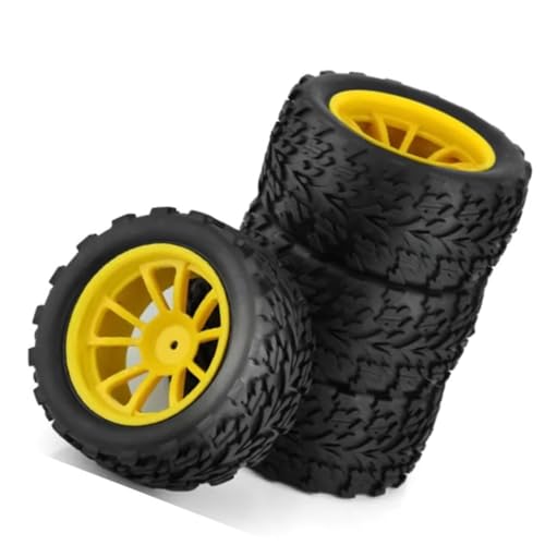 RC Ersatzteile Für Tamiya Für Kyosho 1/10 RC Auto Für Monster Truck Für Buggy Reifen Reifen Rad Schaumstoffeinsätze 12 Mm Sechskant 4 Stück 118 Mm(Yellow) von GTFRUQAS