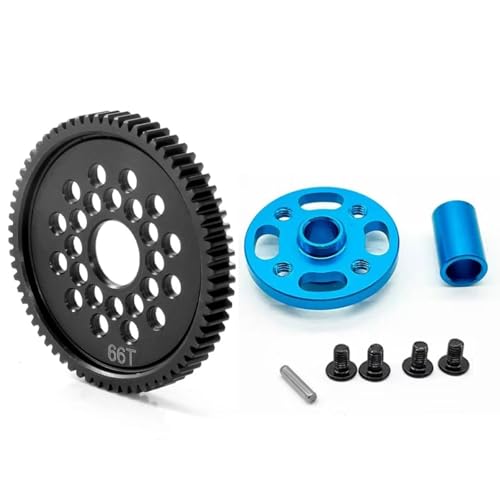 RC Ersatzteile Für Tamiya Für TT-02 Für TT02 1/10 Metall 63T 64T 66T 68T 71T 54500 RC Auto Spur Getriebe Und Getriebe Montieren High Speed ​​Gear Set Upgrade Teile(66T) von GTFRUQAS