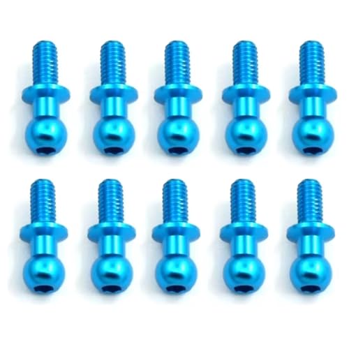 RC Ersatzteile Für Tamiya Für TT01 Für TT02 Für Sakura Für D5 1/10 10Pcs M3 Metall Hex Ball Kopf Schrauben RC Drift Auto Ersatzteile Universal(Blue) von GTFRUQAS