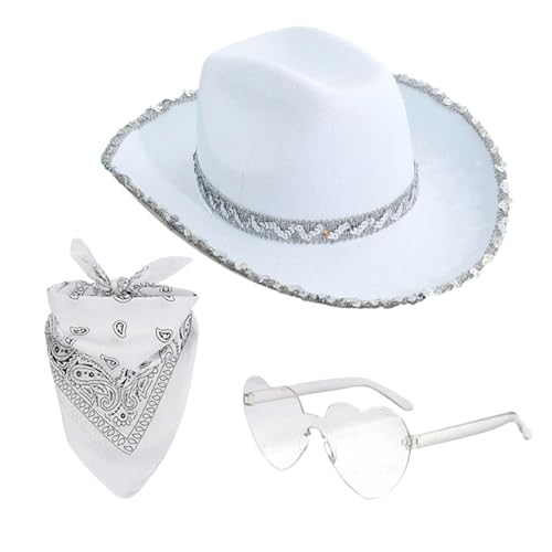 GTFYUDGH Flauschige Federkrempe Cowboyhut, Bling Cowboyhüte Für Damen, Cowboy Cowgirl Hut Set, Cowboyhut Mit Bandana Herzbrille, Cowboyhut Damen, Cowgirl Hut Für Herren Damen, Cowboy CowgirlHut GTFYUDGH Flauschige Federkrempe Cowboyhut, Bling Cowboyhüte Für Damen, Cowboy Cowgirl Hut Set, Cowboyhut Mit Bandana Herzbrille, Cowboyhut Damen, Cowgirl Hut Für Herren Damen, Cowboy CowgirlHut von GTFYUDGH