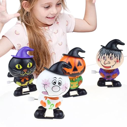 GTFYUDGH Halloween Uhrwerk Spielzeug - 4-teiliges exquisites Halloween-Party-Spielzeug-Set | Mini-Halloween-Aufziehspielzeug, kleines Halloween-Uhrwerkspiel, multifunktionales Handaufziehspielzeug für von GTFYUDGH