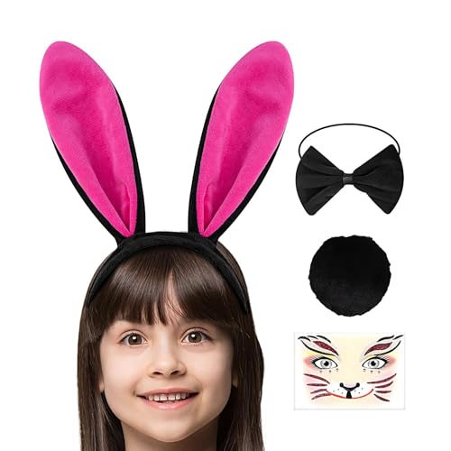 GTFYUDGH Hasenkostüm,Hasenkostüm für Kinder | Niedlicher weißer Kaninchen-Zubehör-Hasenschwanz mit Gesichtsaufkleber,Hasenohren Stirnband, Hasenkostümzubehör für Karneval, Cosplay, Bühnenauftritt GTFYUDGH Hasenkostüm,Hasenkostüm für Kinder | Niedlicher weißer Kaninchen-Zubehör-Hasenschwanz mit Gesichtsaufkleber,Hasenohren Stirnband, Hasenkostümzubehör für Karneval, Cosplay, Bühnenauftritt von GTFYUDGH